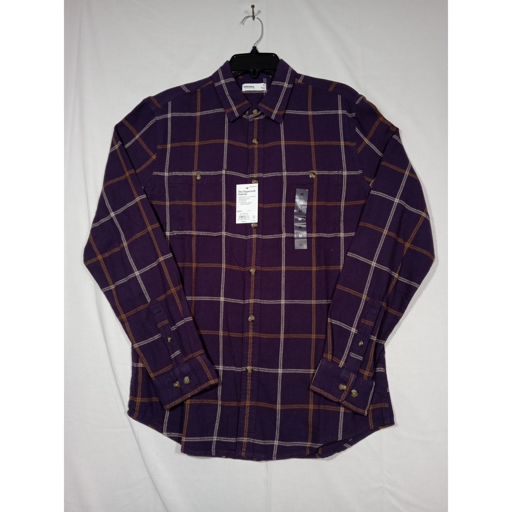 Sonoma Goods For Life Men's Supersoft Flannel Medium Purple Plaid
